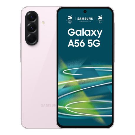 Samsung Galaxy A56 - 5G smartphone - dual-SIM - RAM 8 GB  /  Internal Memory 128 GB - OLED display - 6.7" - 2340 x 1080 pixels (120 Hz) - 3x rear cameras 50 MP, 12 MP, 5 MP - front camera 12 MP - awesome pink - 0