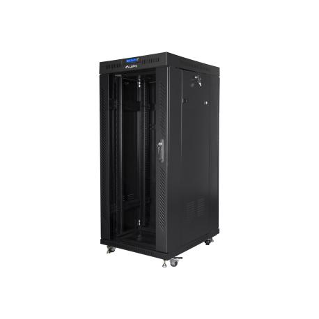Lanberg - Rack cabinet - with 4 cooling fans, display - black, RAL 9004 - 27U - 19" - 0