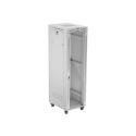 Lanberg FF01 series V2 - Rack cabinet - 600x800, flat pack, glass door, LCD - with LCD screen, thermostat - free-standing - grey, RAL 7035 - 42U - 19"