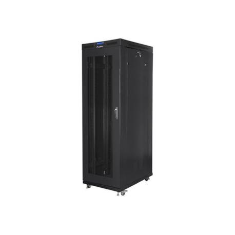 Lanberg FF01 series - Rack cabinet - 800 x 1200, flat pack, with mesh door, LCD - with 4 cooling fans, LCD screen, thermostat - free-standing - black, RAL 9004 - 27U - 19" - 0