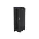 Lanberg FF01 series - Rack cabinet - 800 x 1200, flat pack, with mesh door, LCD - with 4 cooling fans, LCD screen, thermostat - free-standing - black, RAL 9004 - 27U - 19"