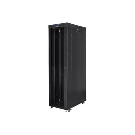 Lanberg FF01 series - Rack cabinet - 800 x 1200, flat pack, with glass door, V2 - with 8 cooling fans, LCD screen, thermostat - free-standing, floor-standing - black, RAL 9004 - 47U - 19" - 0