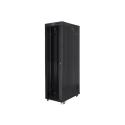 Lanberg FF01 series - Rack cabinet - 800 x 1200, flat pack, with glass door, V2 - with 8 cooling fans, LCD screen, thermostat - free-standing, floor-standing - black, RAL 9004 - 47U - 19"