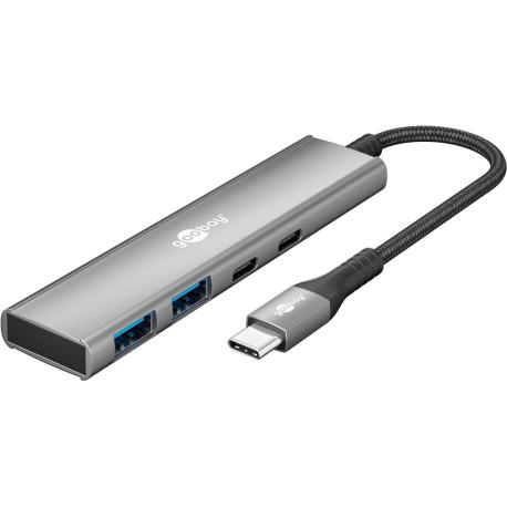 goobay - Hub - 5 Gbit / s, slim - 2 x USB 3.2 + 2 x USB-C 3.2 - desktop - 0