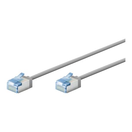 goobay - Patch cable - RJ-45 (M) to RJ-45 (M) - 15 cm - 3.8 mm - U / UTP, Unshielded - CAT 6a - halogen-free, slim, stranded - grey - 0