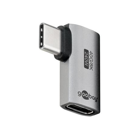 goobay - USB adapter - 24 pin USB-C (F) to 24 pin USB-C (M) angled - USB4 - 48 V - 5 A - 8K60Hz support - silver - 0