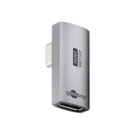 goobay - USB adapter - 24 pin USB-C (F) to 24 pin USB-C (M) angled - USB4 - 48 V - 5 A - 8K60Hz support - silver - 0