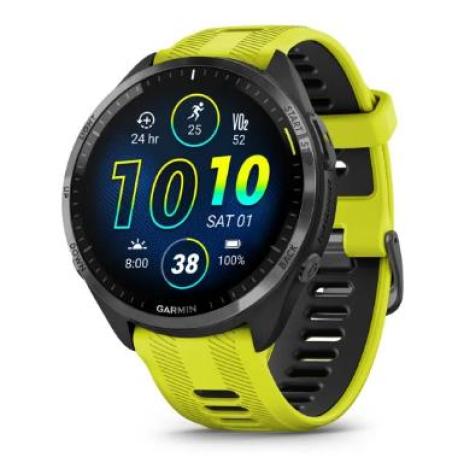 Garmin Forerunner 965 - 47 mm - black - smart watch with band - silicone - amp yellow / black - wrist size: 135-205 mm - display 1.4" - 32 GB - Bluetooth, Wi-Fi, ANT+ - 52 g - 0