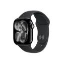 Apple Watch Series 11 (GPS + Cellular) - 42 mm - jet black aluminium - smart watch with sport band - fluoroelastomer - black - band size: S/M - 64 GB - LTE, Wi-Fi 4, UWB, Bluetooth - 5G - 29.7 g