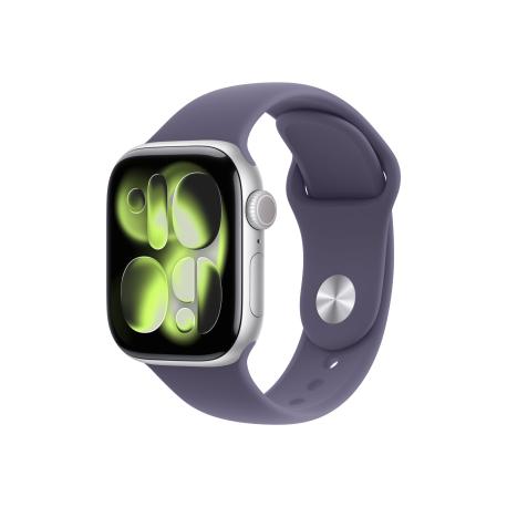 Apple Watch Series 11 (GPS + Cellular) - 42 mm - silver aluminium - smart watch with sport band - fluoroelastomer - purple fog - band size: S/M - 64 GB - LTE, Wi-Fi 4, UWB, Bluetooth - 5G - 29.7 g - 0