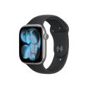 Apple Watch Series 11 (GPS + Cellular) - 46 mm - space grey aluminium - smart watch with sport band - fluoroelastomer - black - band size: M/L - 64 GB - Wi-Fi 4, UWB, Bluetooth - 5G - 37.8 g