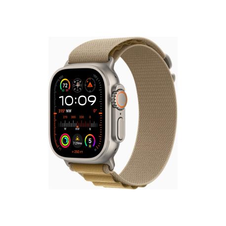 Apple Watch Ultra 2 - 49 mm - natural titanium - smart watch with Alpine Loop - textile - tan - band size: L - 64 GB - LTE, Wi-Fi 4, UWB, Bluetooth - 4G - 61.4 g - 0