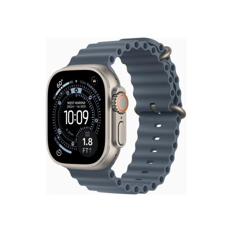Apple Watch Ultra 3 - 49 mm - natural titanium - Yes smart watch with Ocean band - fluoroelastomer - anchor blue - wrist size: 130-200 mm - 64 GB - LTE, NFC, Wi-Fi 4, UWB, Bluetooth - 5G - 61.6 g - 0