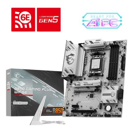 MSI B850 GAMING PLUS WIFI6E - Motherboard - ATX - Socket AM5 - AMD B850 Chipset - USB 3.2 Gen 2, USB-C 3.2 Gen2, USB 3.2 Gen 1 - 2.5 Gigabit LAN, Wi-Fi 6E, Bluetooth - onboard graphics (CPU required) - HD Audio (8-channel) - 0