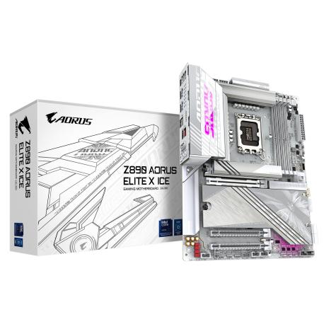 AORUS Z890 ELITE X ICE - Motherboard - ATX - LGA1851 Socket - Z890 Chipset - USB4, USB-C 3.2 Gen 2x2, USB 3.2 Gen 2, USB 3.2 Gen 1 - 2.5 Gigabit LAN, Bluetooth, Wi-Fi 7 - onboard graphics (CPU required) - HD Audio (8-channel) - 0