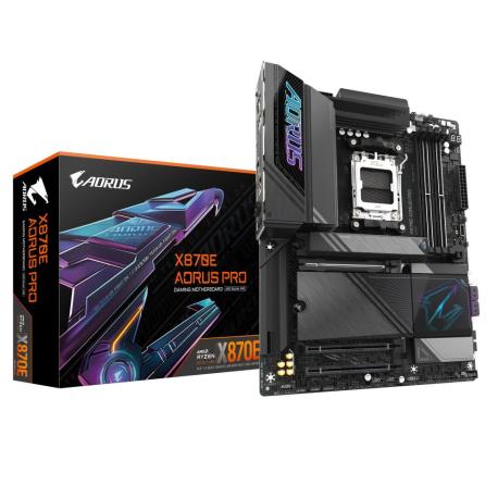 AORUS X870E PRO - Motherboard - ATX - Socket AM5 - AMD X870E Chipset - USB-C 3.2 Gen 2x2, USB4, USB 3.2 Gen 1, USB 3.2 Gen 2 - 2.5 Gigabit LAN, Bluetooth, Wi-Fi 7 - onboard graphics (CPU required) - HD Audio (8-channel) - 0