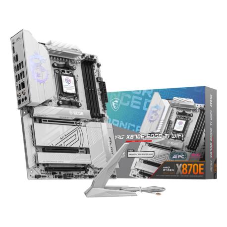 MSI MPG X870E EDGE TI WIFI - Motherboard - ATX - Socket AM5 - AMD X870E Chipset - USB4, USB-C 3.2 Gen 2x2, USB-C 3.2 Gen2, USB 3.2 Gen 2, USB 3.2 Gen 1 - 5 Gigabit Ethernet, Wi-Fi 7, Bluetooth - onboard graphics (CPU required) - HD Audio (8-channel) - 0