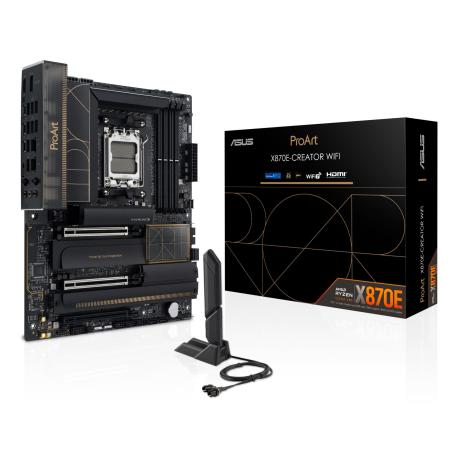 ASUS ProArt X870E-CREATOR WIFI - Motherboard - ATX - Socket AM5 - AMD X870E Chipset - USB4, USB-C 3.2 Gen 2x2, USB 3.2 Gen 2, USB 3.2 Gen 1 - Wi-Fi 7, 2.5 Gigabit LAN, 10 Gigabit LAN, Bluetooth - onboard graphics (CPU required) - HD Audio (8-channel) - 0