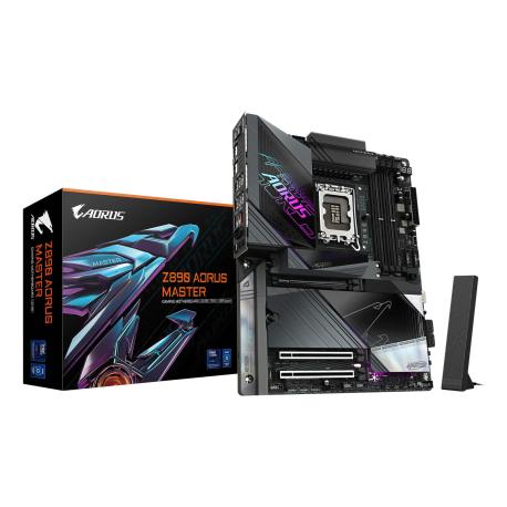 AORUS Z890 MASTER - Motherboard - ATX - LGA1851 Socket - Z890 Chipset - USB-C 3.2 Gen 2x2, USB 3.2 Gen 1, USB 3.2 Gen 2, USB4 - 10 Gigabit LAN, Bluetooth, Wi-Fi 7 - onboard graphics (CPU required) - HD Audio (8-channel) - 0