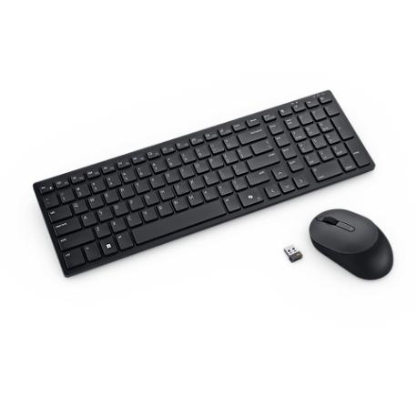 Dell Pro Compact Silent Keyboard and Mouse KM555 - Keyboard and mouse set - wireless - 2.4 GHz, Bluetooth 5.1 - QWERTY - US International - black - with 3 years Advanced Exchange Service - 0