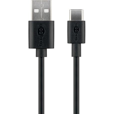 goobay - USB cable - USB (M) to USB-C (M) - USB 2.0 - 3 A - 1 m - black - 0