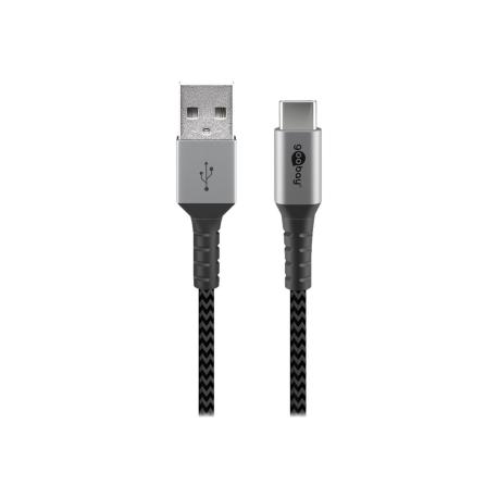 goobay - USB cable - USB-C (M) to USB (M) - USB 2.0 - DC 5 V - 3 A - 2 m - black / silver - 0