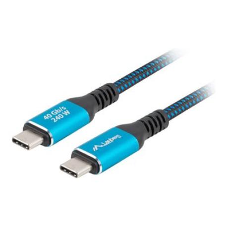 Lanberg - USB cable - 24 pin USB-C (M) to 24 pin USB-C (M) - USB4 - 2 m - 8K60Hz (7680 x 4320) support, USB Power Delivery (240W), up to 40 Gbps data transfer rate - black, blue - 0