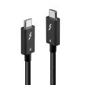 Lindy - USB cable - USB-C (M) to USB-C (M) - USB4  /  Thunderbolt 3  /  Thunderbolt 4 - 1 m - passive, round, USB Power Delivery (100W), 8K30Hz support, phosphor bronze contacts - black