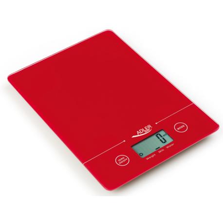 Adler | Kitchen scales | AD 3138 | Maximum weight (capacity) 5 kg | Graduation 1 g | Red - 0