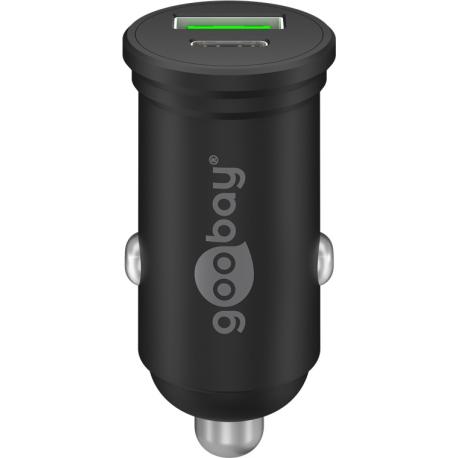 goobay - Car power adapter - 45 Watt - 4 A - PD, QC - 2 output connectors (24 pin USB-C, USB Type A) - black - 0