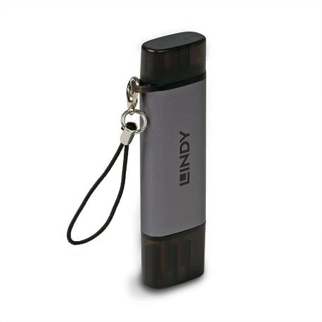 Lindy - Card reader (MMC, SD, miniSD, RS-MMC, MMCmobile, microSD, MMCmicro, SDHC, microSDHC, SDXC, microSDXC, SDHC UHS-I, SDXC UHS-I) - USB  /  USB-C 3.2 - 0
