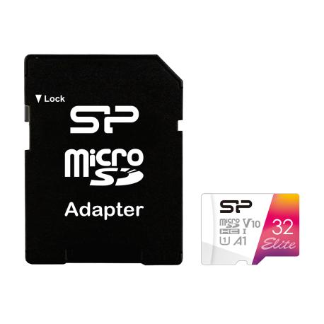 SILICON POWER Elite - Flash memory card (microSDHC to SD adapter included) - 32 GB - A1  /  Video Class V10  /  UHS-I U1  /  Class10 - microSDHC UHS-I - 0