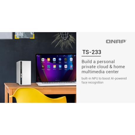 QNAP TS-233 - NAS server - 2 bays - SATA 6Gb / s - RAID 0, 1, JBOD - RAM 2 GB - Gigabit Ethernet - iSCSI support - 3