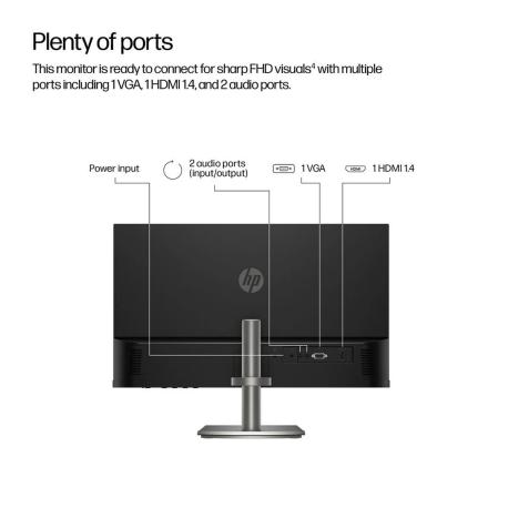HP 524da - 5 Series - LED monitor - 24" (23.8" viewable) - 1920 x 1080 Full HD (1080p) @ 100 Hz - IPS - 300 cd/m² - 1500:1 - 5 ms - HDMI, VGA - speakers - black, silver (stand) - 2