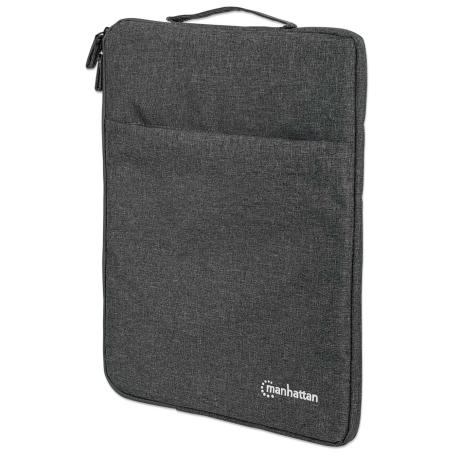 Manhattan Seattle Laptop Sleeve 15.6", Grey, Padded, Extra Soft Internal Cushioning, Main Compartment with double zips, Zippered Front Pocket, Carry Loop, Water Resistant and Durable, Notebook Slipcase, Three Year Warranty - Notebook sleeve - 15.6" - grey - 0