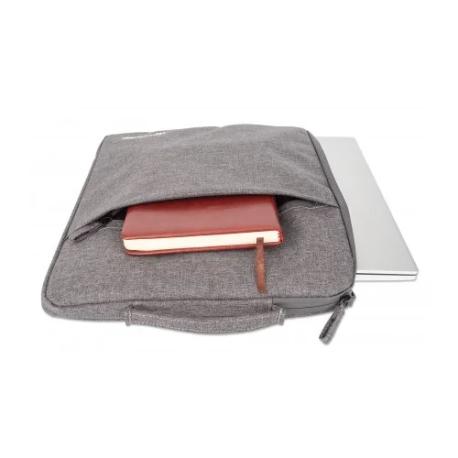Manhattan Seattle Laptop Sleeve 15.6", Grey, Padded, Extra Soft Internal Cushioning, Main Compartment with double zips, Zippered Front Pocket, Carry Loop, Water Resistant and Durable, Notebook Slipcase, Three Year Warranty - Notebook sleeve - 15.6" - grey - 1