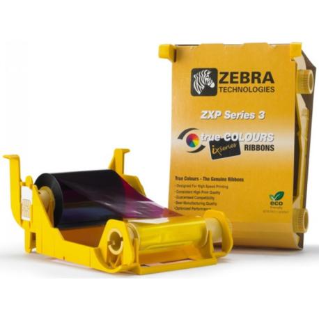 Zebra ix Series YMCKO - High capacity - colour (cyan, magenta, yellow, resin black, clear overcoat) - print ribbon cassette with cleaning roller - for ZXP Series 3, 3 QuikCard ID Solution - 0