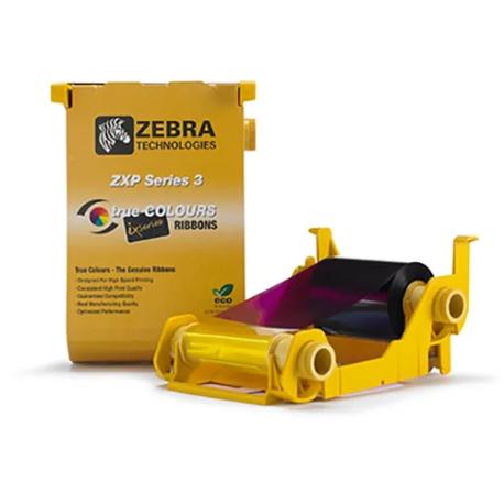 Zebra YMCKOK - Colour (cyan, magenta, yellow, resin black, clear overcoat) - print ribbon cassette with cleaning roller - for ZXP Series 3, 3 QuikCard ID Solution - 0
