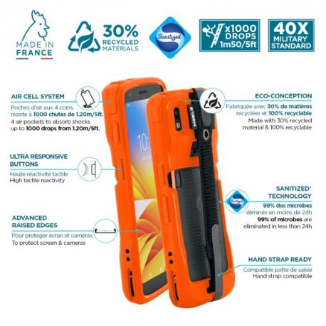 PROTECH - Case - Safety Orange + Handstrap for Zebra TC22 - TC27 - Pantone 021C - Soft bag - 2