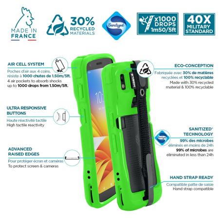 PROTECH - Case - Safety Green + Handstrap for Zebra TC22 - TC27 - Pantone 302C - Soft bag - 2