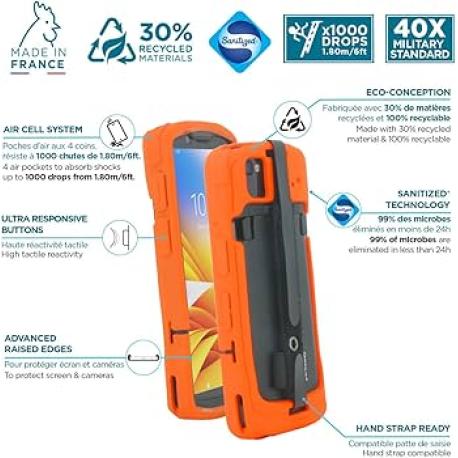 PROTECH - Case - Safety Orange + Handstrap for Zebra TC53 - TC58 - Pantone 021C - Soft bag - 2