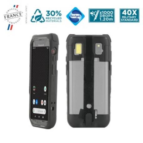 Mobilis PROTECH - Back cover for data collection terminal - rugged - with hand strap - black - for Honeywell CT47 - 0