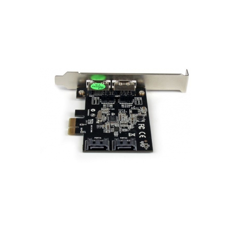 StarTech.com 2 Port PCI Express SATA 6 Gbps eSATA Controller Card - Dual Port PCIe SATA III Card - 2 Int / 2 Ext - SATA III 6Gbps (PEXESAT322I) - Storage controller - 2 Channel - SATA 6Gb / s  /  eSATA 6Gb / s - low profile - PCIe x1 - for P / N: S251SMU33EP, S3520BU33ER, S355BU33ERM, ST521PMINT - 2