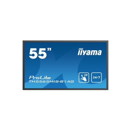 iiyama ProLite TH5565MIS-B1AG - 55" Diagonal Class (54.6" viewable) LED-backlit LCD display - digital signage - with touchscreen - 1080p 1920 x 1080 - black - 7