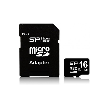 SILICON POWER 16GB, MICRO SDHC, CLASS 10 WITH SD ADAPTER - 0