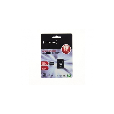 Intenso Class 10 - Flash memory card (microSDHC to SD adapter included) - 16 GB - Class 10 - microSDHC - 1