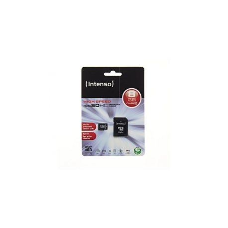 Intenso Class 10 - Flash memory card (microSDHC to SD adapter included) - 8 GB - Class 10 - microSDHC - 1