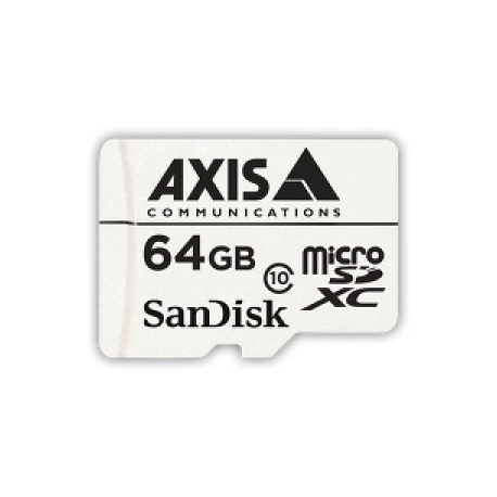 AXIS Surveillance - Flash memory card (microSDXC to SD adapter included) - 64 GB - Class 10 - microSDXC - white (pack of 10) - for AXIS D201, M4308, P3818, Q1656, Q1715, Q1951, Q1952, Q6100, V5938 50; P37 Series - 0