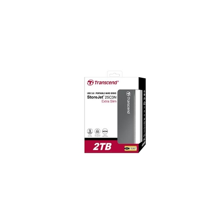 Transcend StoreJet 25C3 - Hard drive - 2 TB - external (portable) - 2.5" - USB 3.0 - iron grey - 3