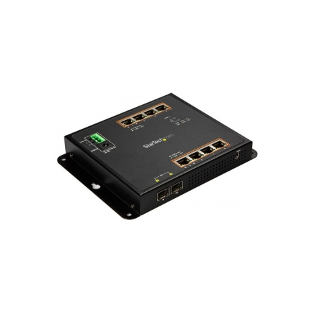 StarTech.com Industrial 8 Port Gigabit PoE+ Switch with 2 SFP MSA Slots, 30W, Layer / L2 Switch Hardened GbE Managed, Rugged High Power Gigabit Ethernet Network Switch IP-30 / -40 C to 75 C - Managed Network Switch (IES101GP2SFW) - Switch - Managed - 8 x 10 / 100 / 1000 (PoE+) + 2 x SFP - DIN rail mountable, wall-mountable - PoE+ (200 W) - for P / N: GLCLHSMDSTTA, GLCSXMMDST, GLCSXMMDSTT, GLCTEST, MASFP1GBTXST, SFP1GELXST - 4